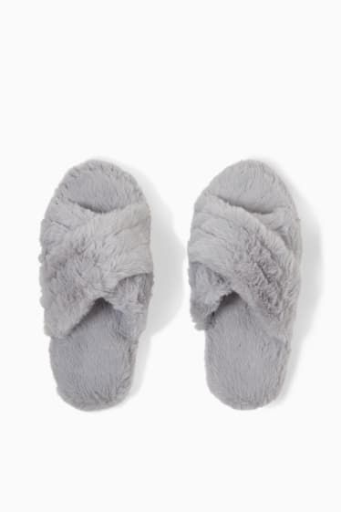 Children - Faux fur slippers - gray