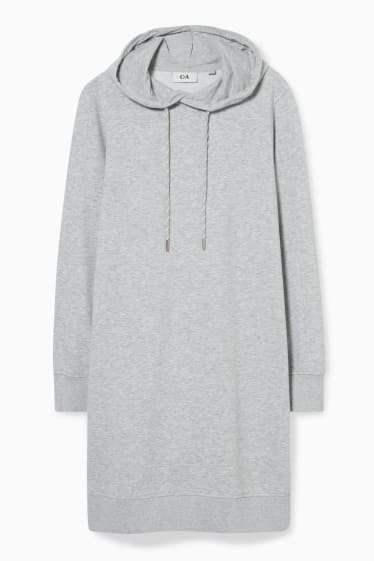 Femmes - Robe droite à capuche - gris clair chiné