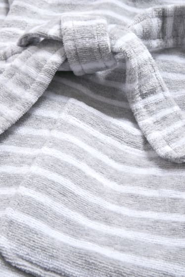 Bambine - Accappatoio di spugna con cappuccio - a righe - grigio chiaro melange