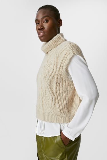 Women - Polo neck slipover - cremewhite