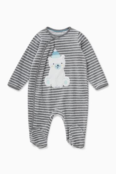 Baby's - Babypyjama - gestreept - licht grijs-mix