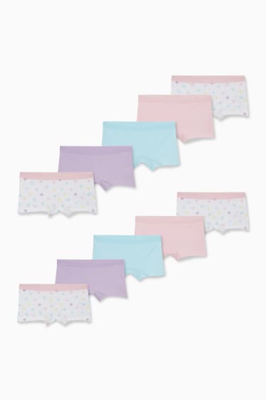 Kinder Mädchen - Multipack 10er - Boxershorts - rosa / türkis
