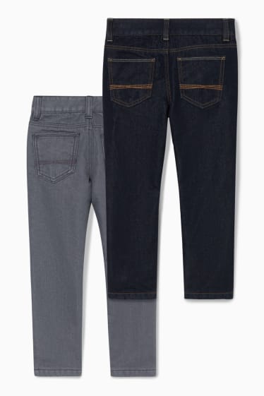Dětské - Multipack 2 ks - jeans - termo džíny - extra štíhlý pas - džíny - tmavomodré