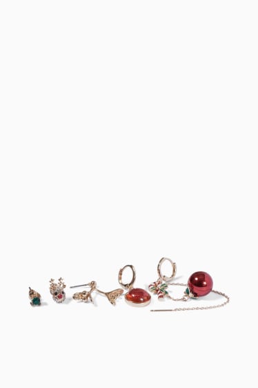Women - SIX - Christmas sets - stud earrings, hoop earrings and dangle earrings - gold