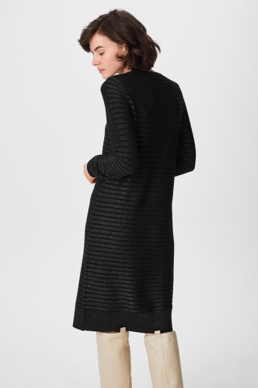 Donna - Vestito in maglia fine - effetto brillante - righe - nero