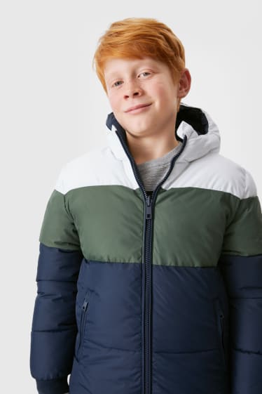 Children - Reversible quilted jacket with hood - dark blue