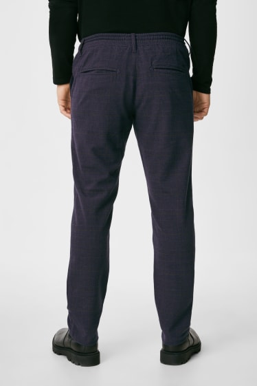Hombre - Pantalón - tapered fit - LYCRA® - de cuadros - azul oscuro