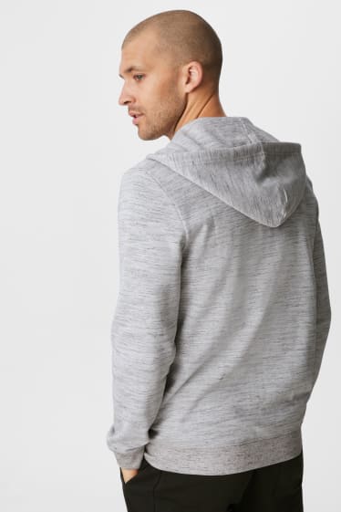 Hommes - Veste en molleton à capuche - gris clair chiné