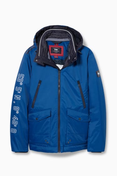 Uomo - Parka tecnico con cappuccio - idrorepellente - blu scuro