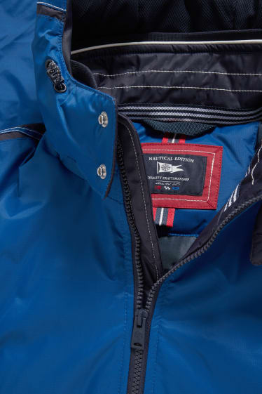 Men - Technical parka with hood - water-repellent - dark blue