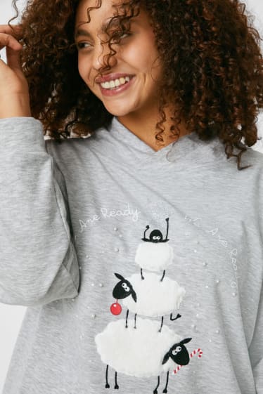 Femei - Bluză de molton cu motive de Crăciun - gri deschis melanj