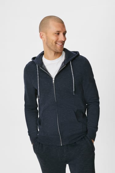 Men - Zip-through sweatshirt with hood - dark blue