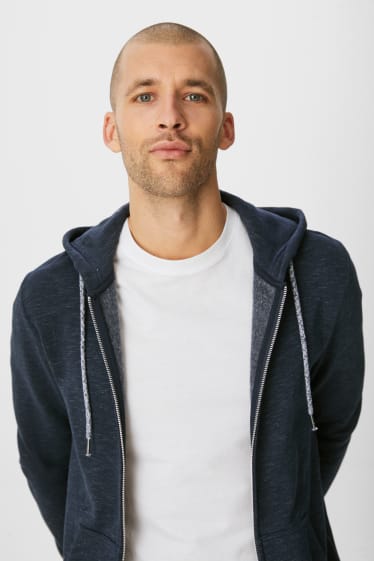 Men - Zip-through sweatshirt with hood - dark blue