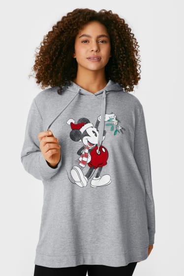 Damen - Hoodie - Minnie Maus - grau-melange