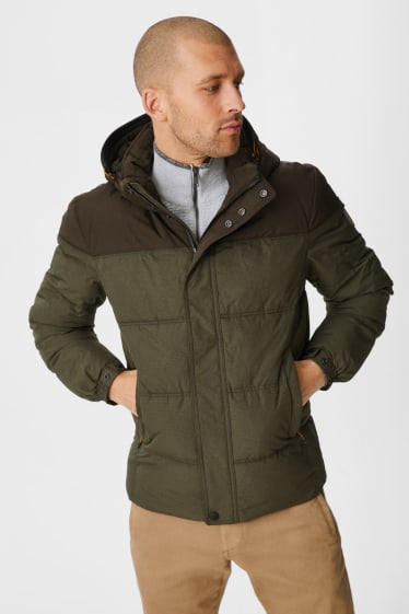 Men - Outdoor jacket with hood - recycled - dark green