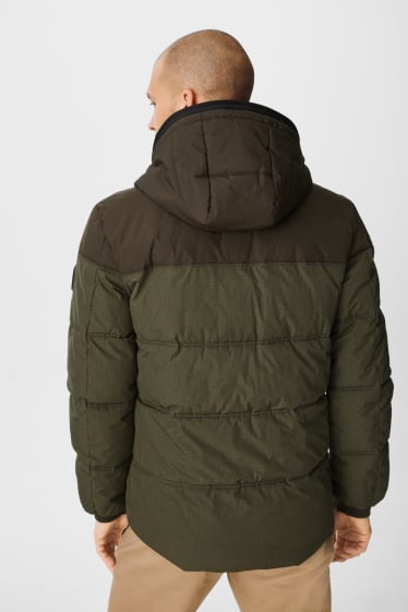 Men - Outdoor jacket with hood - recycled - dark green
