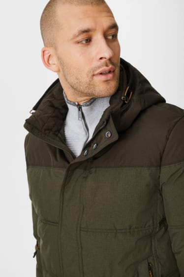 Men - Outdoor jacket with hood - recycled - dark green
