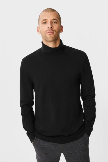 Mężczyźni - Sweter z golfem - czarny