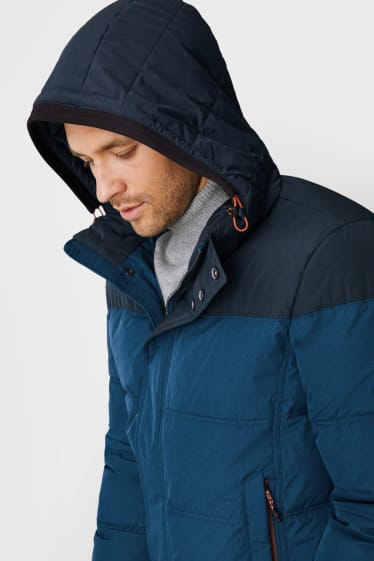 Men - Outdoor jacket with hood - recycled - blue