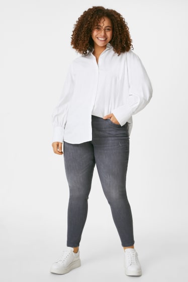 Kobiety - Skinny jeans - średni stan - dżins-szary