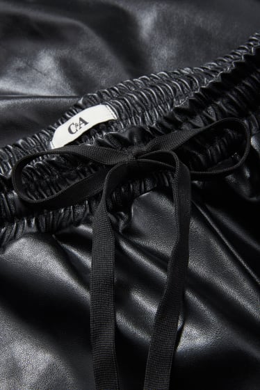 Women - Joggers - faux leather - black