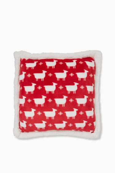 Dames - Kussen van fleece - 43 x 43 x 10 cm - rood