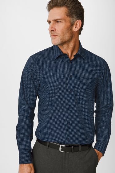 Heren - Business-overhemd - regular fit - kent - donkerblauw
