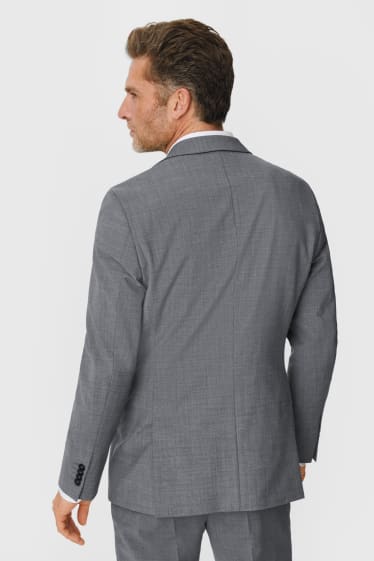 Pánské - Oblekové sako - slim fit - Flex - směs střižné vlny - LYCRA® - šedá-žíhaná