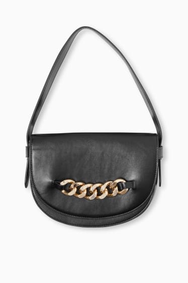 Donna - Borsa da portare a spalla - similpelle - nero