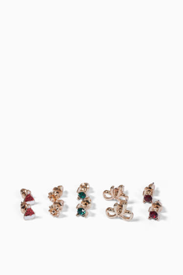 Women - SIX - Christmas set - stud earrings - 10 piece - gold