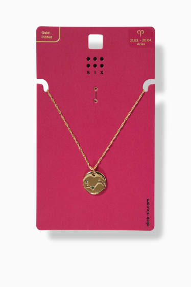 Women - SIX - star sign necklace – Aries - gold-plated - gold