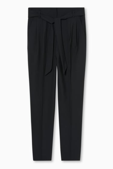 Women - Paper bag trousers - slim fit - black