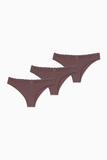 Women - Multipack of 3 - briefs - brown