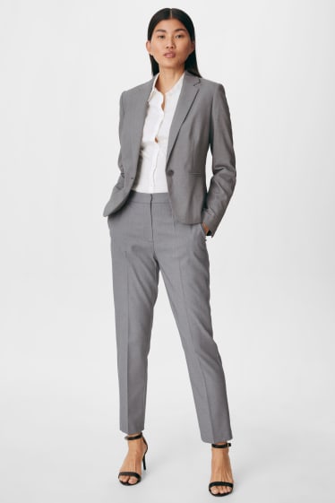 Dámské - Business kalhoty - tailored fit - šedá-žíhaná