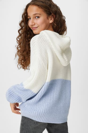 Children Girls - Jumper with hood - white