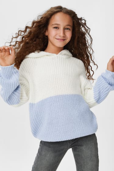 Children Girls - Jumper with hood - white