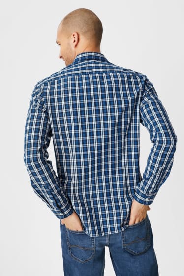 Hommes - Chemise - coupe ajustée - à carreaux - bleu foncé