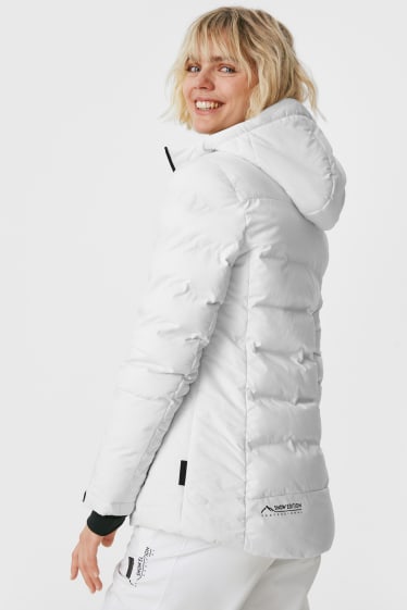 Dames - Ski-jas met capuchon - wit