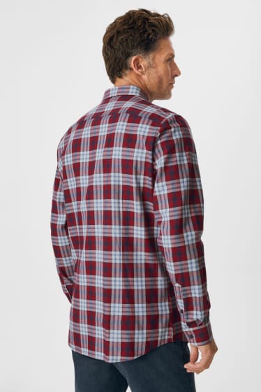 Uomo - Camicia business - slim fit - cutaway - a quadretti - rosso scuro