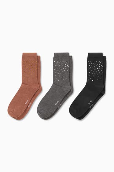 Women - Multipack of 3 - socks - shiny - black / gray