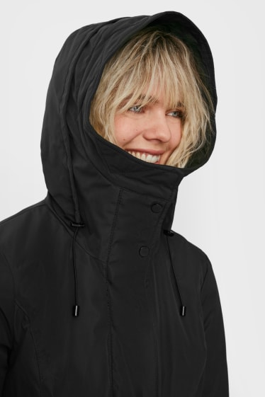 Kobiety - Płaszcz softshell z kapturem - czarny