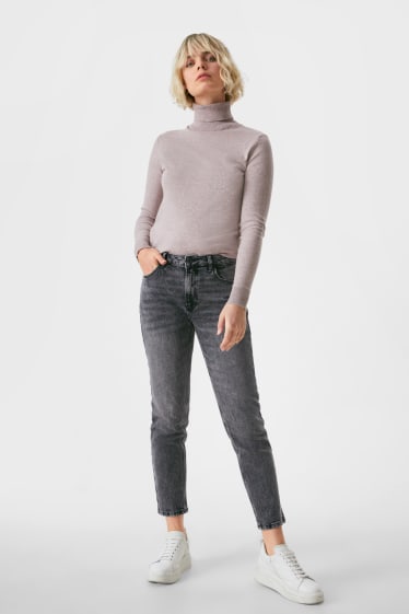 Femmes - Jean tapered coupe droite - jean gris