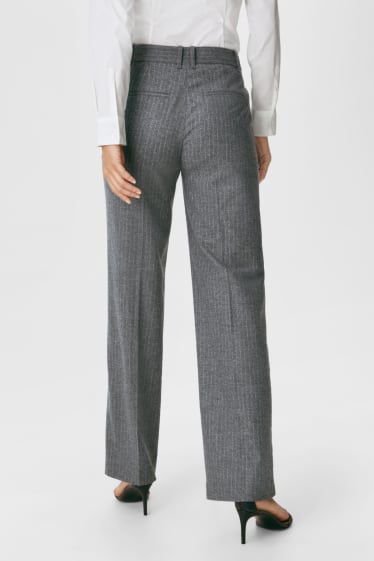 Donna - Pantaloni business - wide leg - misto lana - gessato - grigio melange