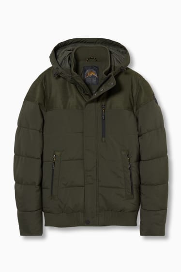 Men - Quilted jacket with hood - green