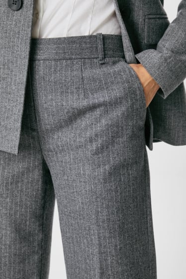 Femmes - Pantalon de bureau - wide leg - laine mélangée - aiguilles fines - gris chiné