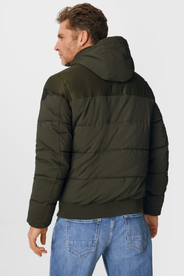 Men - Quilted jacket with hood - green