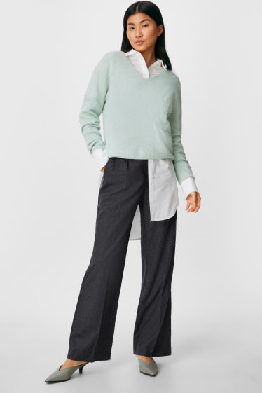 Femmes - Pantalon de bureau - wide leg - gris foncé