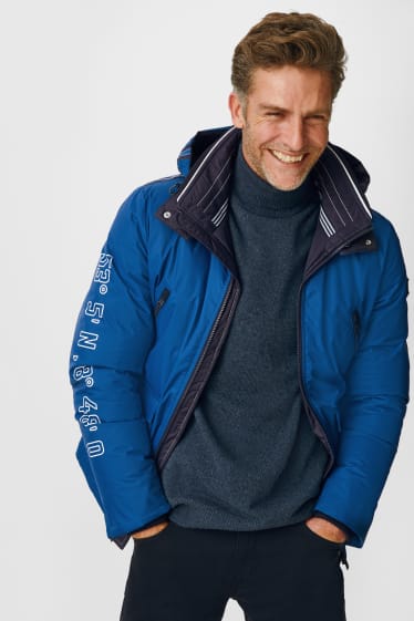 Uomo - Parka tecnico con cappuccio - idrorepellente - blu scuro