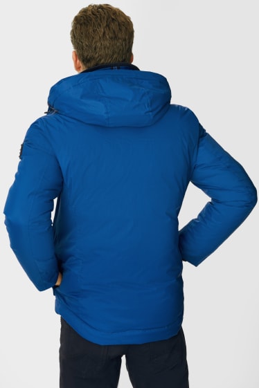 Men - Technical parka with hood - water-repellent - dark blue