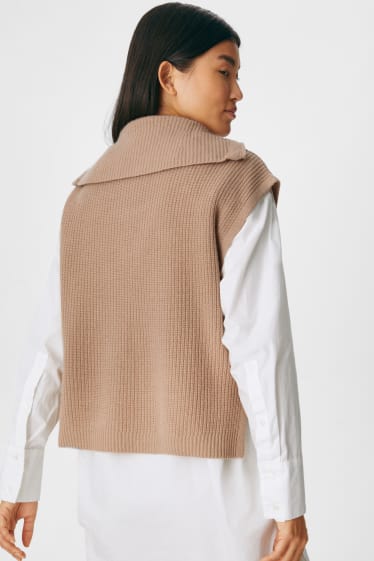 Donna - Gilet in maglia di cashmere - havana